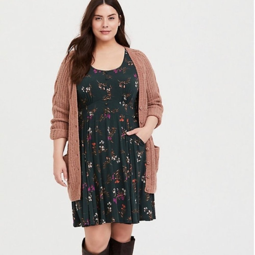 NWT Green button down floral dress